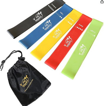 Fit Simplify Resistance Loop Exercise Bands with Instruction Guide and Carry Bag, Set of 5
